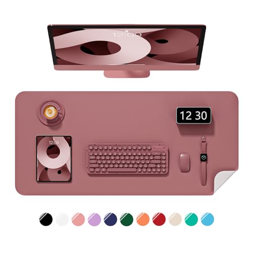 Desk Pad, 23.6" x 13.8" PU Leather Non-Slip Desk Mat Large Mouse Pad for Desktop, Waterproof Laptop Computer Writing Mat for Office, Home, Work, Gaming, Deep Red - color: Deep Red, size: 23.6" x 13.8"