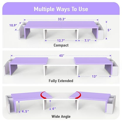Simple Houseware Desk Dual Monitor Stand Riser with Drawer, Purple - color: Purple