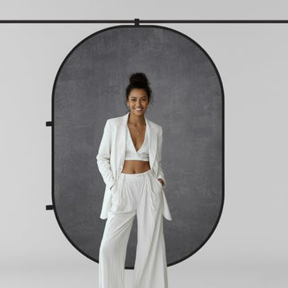 Kate Collapsible Backdrop Pop Up Photography Backdrops Folded Gray Grey 2-in-1 Double Side Background, for Photography, for Photographers, for Video, for Pictures, 5x6.5ft