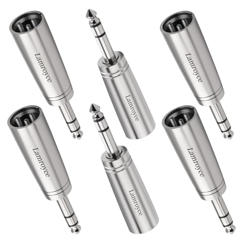1/4 Inch (6.35mm) to XLR Adapter 6 Pack, 1/4" 6.35mm TRS Stereo Male to 3-Pin XLR Male Balanced Mic Audio Converter Connector for Microphone Preamp, Mixer, Speaker, Amplifiers, Audio Interface - color: 6.35mm TRS Male to XLR Male, size: 6 Pack