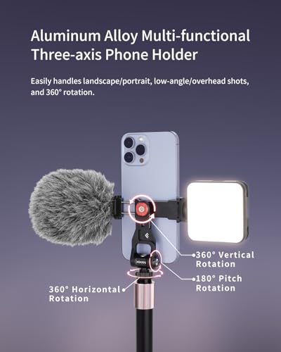Metal Phone Tripod Mount Adapter, Smartphone Holder Clamp Support Stand with Cold Shoe, Compatible with iPhone, Samsung on Tripod, Camera, Gimbal, Selfie Stick for Live Streaming, Video Shooting - style: Premium-Aluminum Alloy