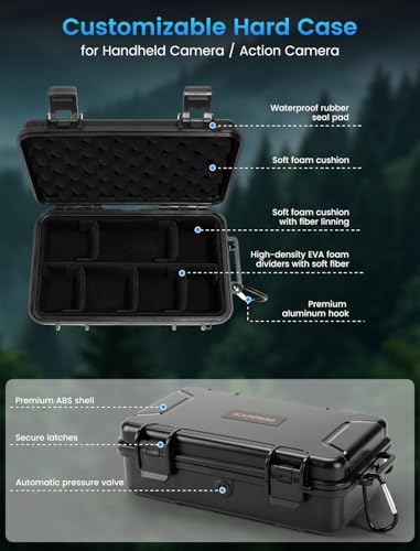 Camera Carrying Case, Waterproof Case for Gopro Hero 13/12/11/10/9 | Camera Organizer for DJI Pocket 3/4/4P, Insta360 x5/x4, DJI OSMO 360/Action Camera and Other Accessories