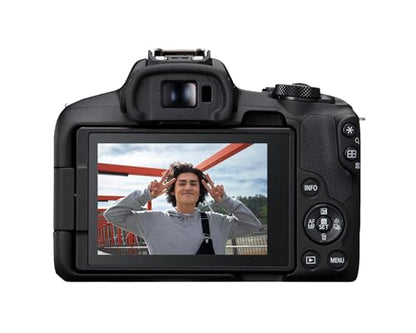 Canon EOS R50 Content Creator Kit, Hybrid Mirrorless Camera with RF-S18-45mm F4.5-6.3 IS STM Lens, Tripod Grip, Microphone, Wireless Remote Control, 24.2 MP CMOS (APS-C) Sensor, Vlogging Camera, Black | Includes Canon Eos R50 Mirrorless Camera, Digic X, R