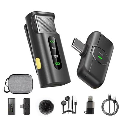 Wireless Lavalier Microphone for iPhone 15/16 Android, Plug-Play Lapel Mic USB-C & Lightning, AI Noise Reduction, 328ft Range for Video Recording YouTube Vlog Interview (Includes Storage Case)