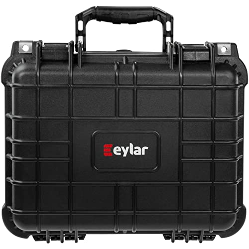 Eylar 13" Protective Hard Camera Case, IP67 Waterproof & Shockproof for Gear, Audio & Video Equipment, Drones, and Tools with Customizable Foam, TSA Approved, 13.37 Inch x 11.62 Inch x 6 Inch (Black) - color: Black