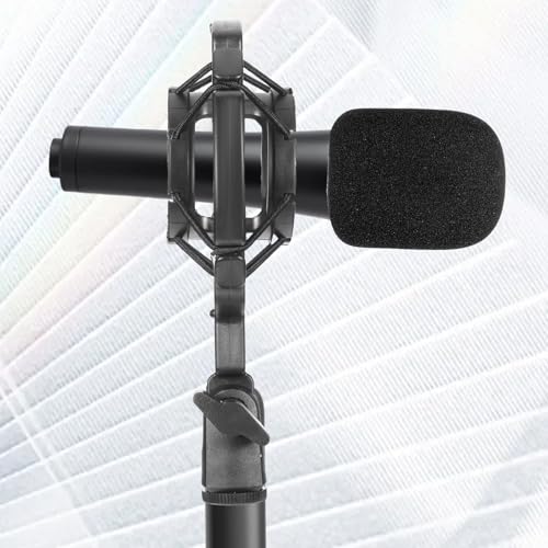 Microphone Shock Mount Mic Holder Anti-Vibration Suspension Shock Mount with Pop Filter Mic Clip Holder Universal Black Anti-Vibration for 42~46mm/1.65~1.81in Diameter Mics