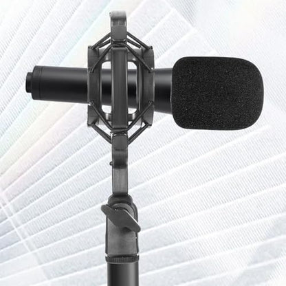 Microphone Shock Mount Mic Holder Anti-Vibration Suspension Shock Mount with Pop Filter Mic Clip Holder Universal Black Anti-Vibration for 42~46mm/1.65~1.81in Diameter Mics