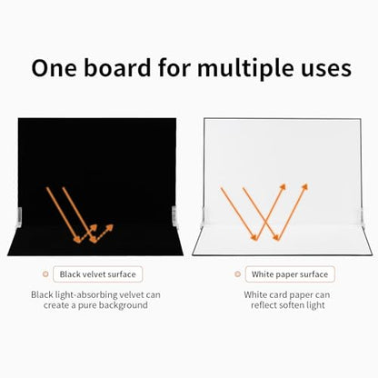 SITTO Product Photography Backdrops, Light-Absorption Black Flocked Cloth and White Paper Photo Backdrop Board with 2Pcs Bracket Small Photography Props for Model, Jewelry, Cosmetics etc (15.7x11.8) - color: Black and White