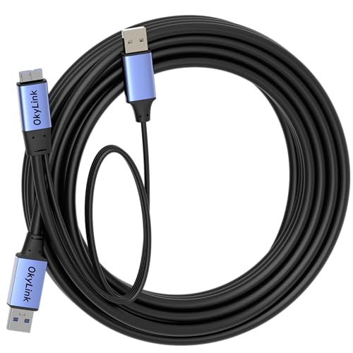 OkyLink Active USB 3.0 A to Micro-B Cable, Male to Male, 5Gbps, 25ft | 8M, 3.2 Gen 1, for External Hard Drive HDD SSD - color: Gray USB3.0, size: 25ft (8m)
