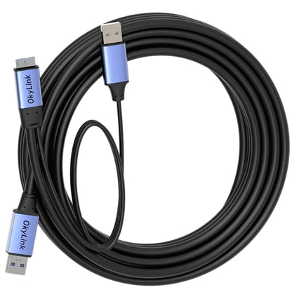 OkyLink Active USB 3.0 A to Micro-B Cable, Male to Male, 5Gbps, 25ft | 8M, 3.2 Gen 1, for External Hard Drive HDD SSD - color: Gray USB3.0, size: 25ft (8m)