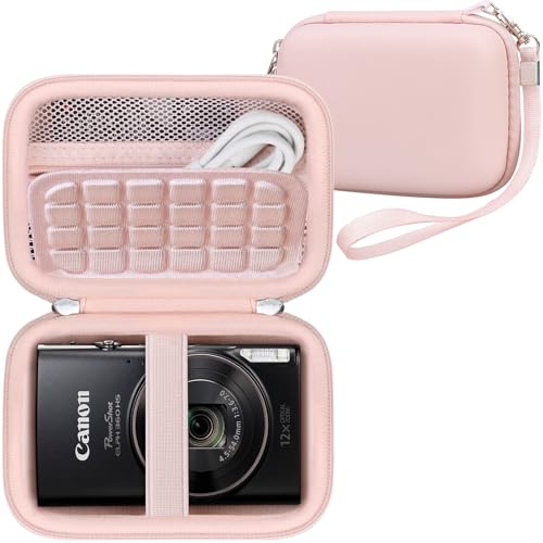 RAIALL Carrying Case for Canon PowerShot ELPH 360 HS A/IXY 650/ Canon IXUS 285 HS/Sony DSCW830/ CAMKORY/VAHOIALD Digital Camera, Vlogging Camera Travel Bag, Mesh Pocket for Batteries, Pink - color: Pink