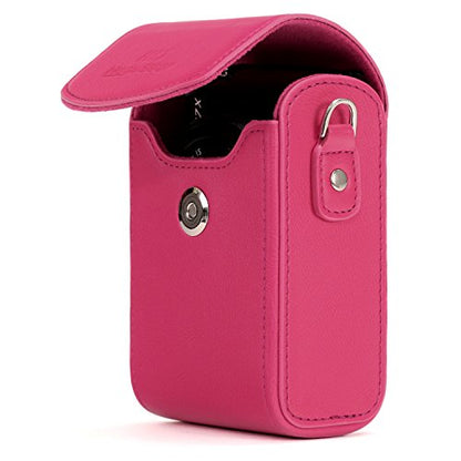 MegaGear Leather Camera Case with Strap compatible with Canon PowerShot G7 X Mark III, G7 X Mark II, G7 X - MG1255, Hot Pink - color: Hot Pink