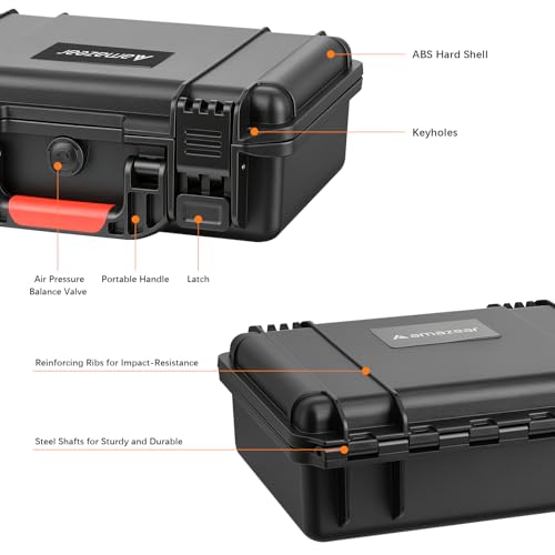AMAZEAR Waterproof Hard Case Compatible with DJI OSMO Pocket 4, Pocket4 Creator Combo Accessories Dual-Layer Hard Shell Cover Travel Box for Carrying, Protection, Storage, Organization, Black