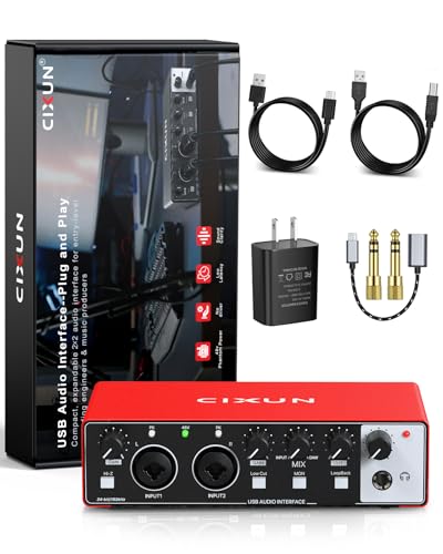 2x2 USB-C Audio Interface for PC/Mac Recording, 24-bit/192kHz, Dual TS/XLR Inputs, +48V Phantom Power, Studio/Podcast/Streaming(Matte Red) - color: Matte Red-002
