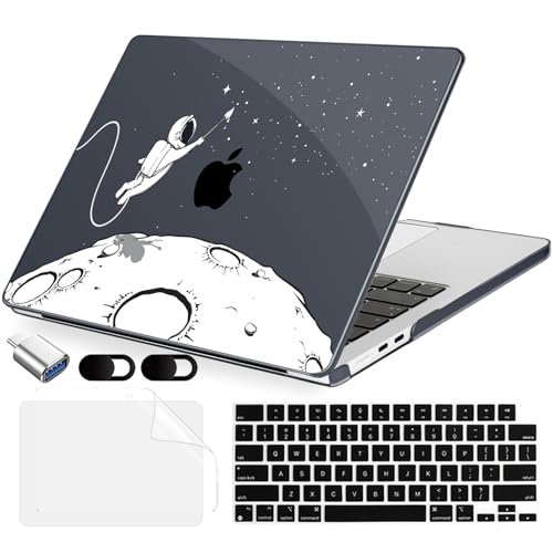 MecBevia Compatible with 2026 M5 MacBook Air 13 inch Case 2026 2025 2024-2022 M5 A3449 M4 A3240 M3 A3113 M2 A2681, Keyboard Cover, Screen Protector, Webcam Cover & Type-C OTG, Astronauts Stars - color: Astronauts Stars