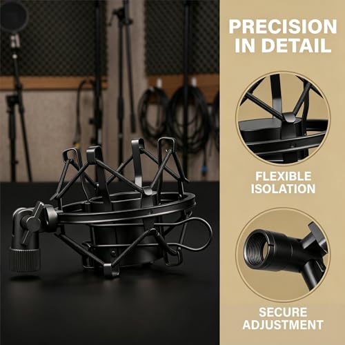 Miwayer Universal Microphone Shock Mount,Most Advanced Cobweb Anti-Vibration Structure Compatible with 1.8-2.1"(48-54mm) Large Diameter Condenser Mics, Like AT 2020 USB MXL440 550 RODE NT1 - size: 1.8-2.1"(48-54mm) Black