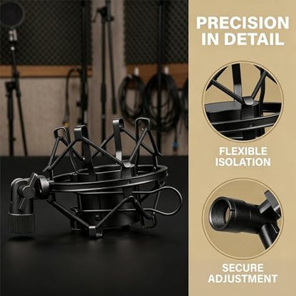Miwayer Universal Microphone Shock Mount,Most Advanced Cobweb Anti-Vibration Structure Compatible with 1.8-2.1"(48-54mm) Large Diameter Condenser Mics, Like AT 2020 USB MXL440 550 RODE NT1 - size: 1.8-2.1"(48-54mm) Black