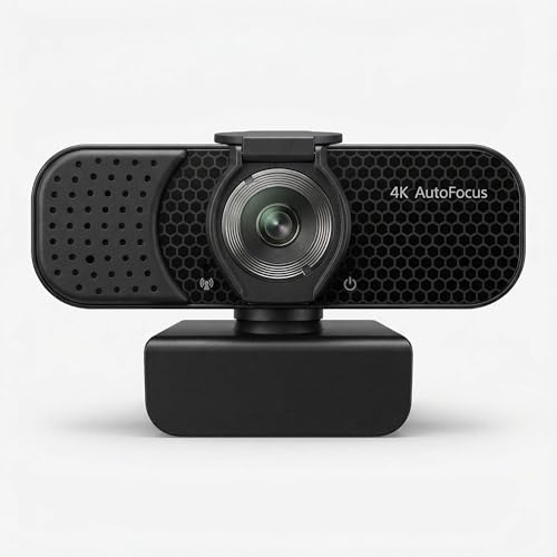 Gohero 4K Webcam with Dual PDAF Autofocus, 2 Noise Reduction Mics, Auto Light Correction, Privacy Cover, 83° FOV, USB-A, for PC, Mac, Laptop, Video Calls Pro Series - color: Black002