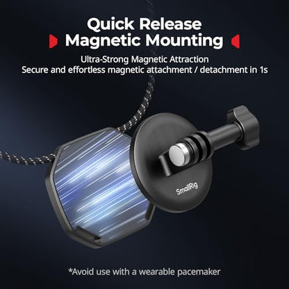 SMALLRIG Magnetic Neck Mount for Action Cameras, Quick Release Chest Mount with Strap, POV Vlogging for GoPro Hero 13/12/11/10/9, for DJI Osmo 360/Nano/Action 6/5 pro/4/3, for Insta360 Ace Pro 2-5360 - style: for Action Camera (Magnetic)