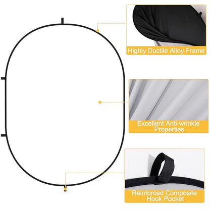 Kate Collapsible Backdrop Audition Backdrop for Headshot Photography,Video Conference,Live Streaming(5'x6.5',1.5x2m,Black/White) - color: Black/White