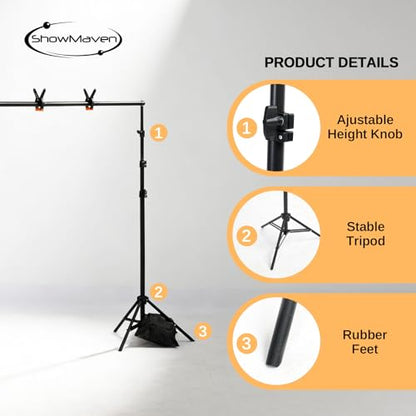 ShowMaven Backdrop Stand, 6.4ft x 10ft Adjustable Photo Background Stand with Carry Bag for Photography Photo Video Studio, Baby Shower, Birthday Party (6.4ftx10ft) - size: 6.4ftx10ft