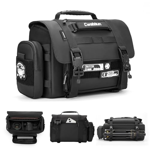 Cwatcun Camera Sling Bag, Waterproof Multifunction Photography Tactica Camera Crossbody Bag with Tripod Holder & Removable Accessory Bags for DSLR/SLR/Mirrorless Cameras - Small - size: Small