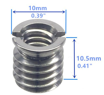 Stainless Steel 1/4"-20 Female to 3/8"-16 Male Convert Screw Adapter (2pcs, 10.5mm) - color: 2pcs, size: 10.5mm