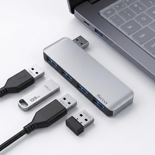 Left Side USB 3.0 Hub, 4-Port Cable-Free USB Splitter for Laptop, Direct-Plug Design, Compatible with MacBook, Laptops, Desktop, Surface, Flash Drive, HDD and USB More - color: Silvery(Left)