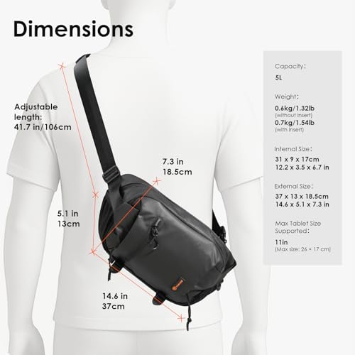 TARION Urban Camera Sling Bag - Waterproof 5.5L Crossbody Bag with Expandable Wet/Dry Separation Pocket & Tripod Strap - XProber - size: XProber (5.5 Liters)