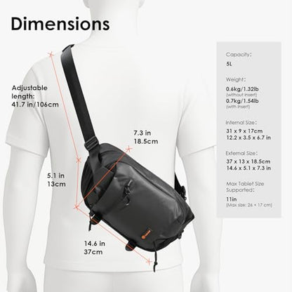 TARION Urban Camera Sling Bag - Waterproof 5.5L Crossbody Bag with Expandable Wet/Dry Separation Pocket & Tripod Strap - XProber - size: XProber (5.5 Liters)