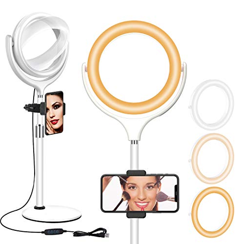 8 inch Desk Ring Light with Stand, Adjustable Zoom Lighting for Computer, Circle Light for Video Conference, Zoom Calls, Virtual Meeting, Video Recording, Streaming, Podcast - color: White 1 Set 8“ Ring Light