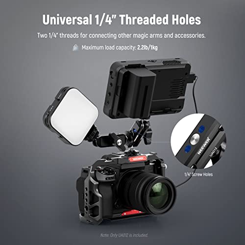 NEEWER Flexible Articulating Magic Arm with Dual Ball Heads, CNC Machined Aluminum Alloy with 1/4" Screws&Holes for Camera Monitor, LED Light, Microphone, Tripod, Compatible with SmallRig Cage, UA012 - style: UA012