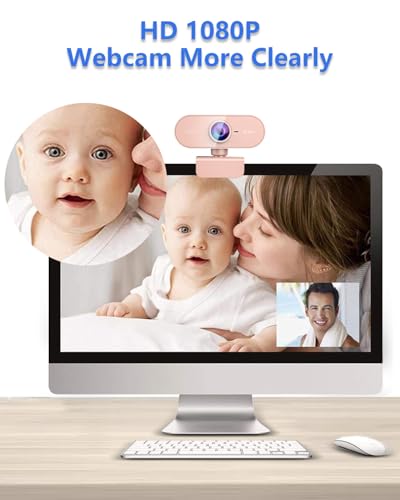 Webcam for PC&1080P HD Web Cam,Webcam with Microphone,Stand for PC/MAC/Laptop/Desktop,Wide Angle Web Cameras for YouTube,Skype,Zoom,Xbox One,Video Calling,Studying Pink - color: Pink -PC, style: 1080p webcam