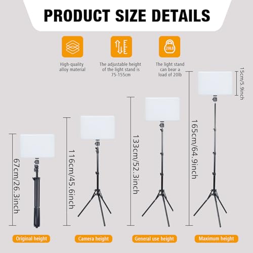 Light for Video Recording, Photography Lighting Kit Studio Lights with 6.5ft Stand, Phone Holder and Bag for TikTok, YouTube, Live Streaming, Podcast, Vlogging (LOMTAP)