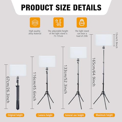 Light for Video Recording, Photography Lighting Kit Studio Lights with 6.5ft Stand, Phone Holder and Bag for TikTok, YouTube, Live Streaming, Podcast, Vlogging (LOMTAP)