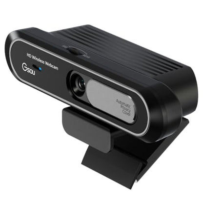 Gsou Wireless Webcam 1080P Full HD with Auto Electric Privacy Cover -2.4G Rechargeable Wireless Computer Camera with Manual Focus Ring, Half-Day Battery Life, Webcam for Streaming, Teams, Zoom, PC/Mac