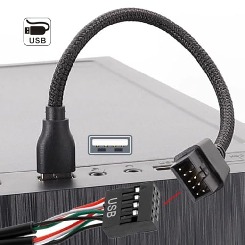 chenyang Motherboard 9/10Pin Male to USB 2.0 Male External Extension Nylon Braided Cable 20cm - style: Type-A Male