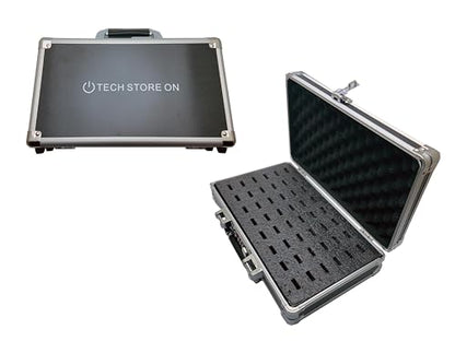 Aluminum USB Drive Organizer Case, 48 Slots, Handle, Combination Lock | Large flash drive holder with combination lock stores up to 48 USB drives for transport