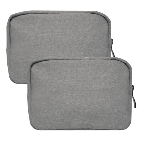 Small Cosmetic Bag for Women, 2 Pack Travel Makeup Bag, Portable Zipper Nylon Storage Pouch Mini Organizer Toiletry Bag for Girl, Grey - color: Small Grey