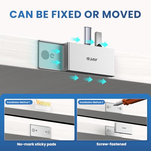 EJAY Magnetic USB C Hub 10Gbps, 4 Port USB 3.2 Gen2 Desktop USB Hub with 47in Long Data Cable, Desk Mount USB C Hub Magnetic to Attach to Desk/PC Case, Powered USB Data Hub for PC, Mac, Silver - color: Silver