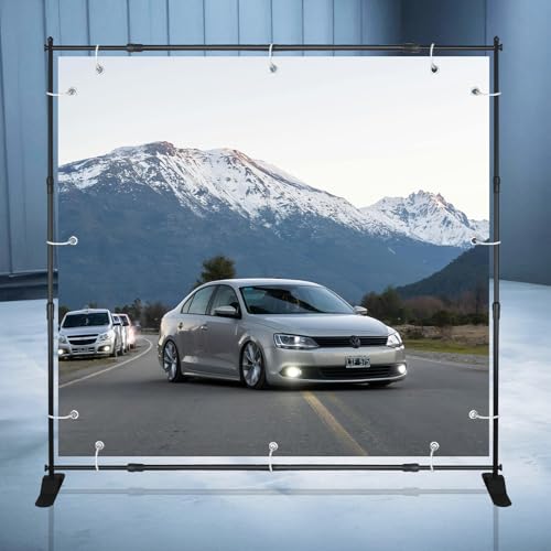 QKA 8x8 FT(WxH) Heavy Duty Backdrop Banner Stand with Adjustable Telescopic Tube,Step and Repeat Stand for Parties, Photo Booths, Exhibit Events and More Easy to Install(Carrying Bag Included) - size: 8x8 ft