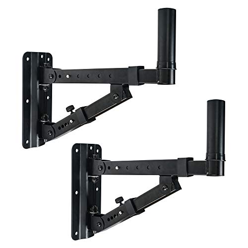 Sound Town 2-Pack Adjustable Wall Mount Speaker Brackets with 180-degree Swivel (STWSD-048B) - size: 2-Pack 35mm Wall Mount, 180° Swivel, 20° Tilt