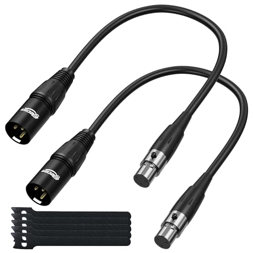 Elecan 3 Pin XLR Male to Mini XLR Female (TA3F) Microphone Cable Adapter 1 Ft/2 Pack for Blackmagic Pocket Cinema Camera BMPCC Video Assist 4K Sharp 8K & C70, Pro Lapel Audio Replacement Cable - size: 1 FT, style: Female Mini XLR to Male XLR