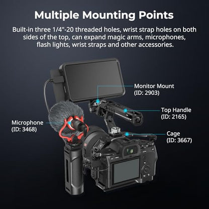 SMALLRIG Mini Camera Side Handle with NATO and 1/4"-20 Screws Installation Options, for Left and Right Hand, with 1/4"-20 Threaded Holes, Wrist Strap Holes, Cold Shoe, Up and Down Adjustable - style: 1/4"-20 Screws & NATO Clamp