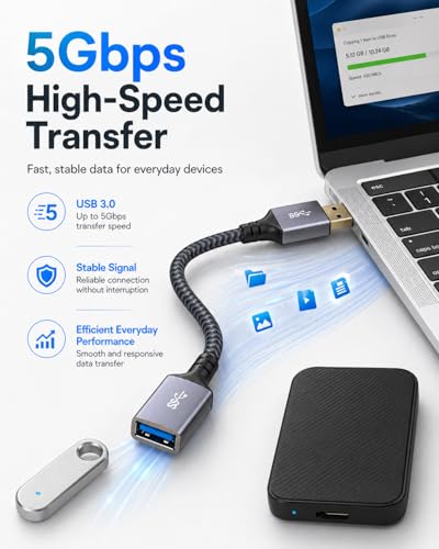 USB A Extension Cable 3ft, USB Extender USB 3.0 Extension Cable Male to Female Compatible with Phone,Webcam,USB Keyboard,Flash Driv,Printer - size: 3.3FT