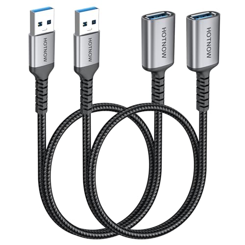 USB 3.0 Extension Cable [1.5FT 2Pack] Nylon Braided USB A-Male to A-Female Extender Compatible with Webcam, Camera, Hub, Mouse, Keyboard, Hard Drive, Headset,Gamepad, Printer, Memory Disk. - size: 1.5FT
