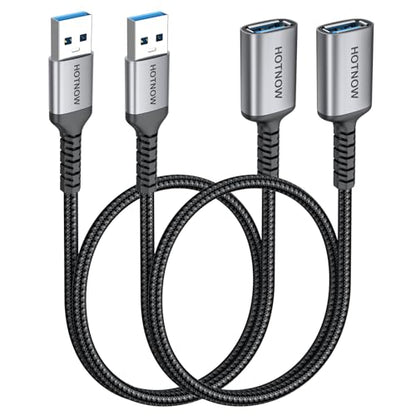 USB 3.0 Extension Cable [1.5FT 2Pack] Nylon Braided USB A-Male to A-Female Extender Compatible with Webcam, Camera, Hub, Mouse, Keyboard, Hard Drive, Headset,Gamepad, Printer, Memory Disk. - size: 1.5FT