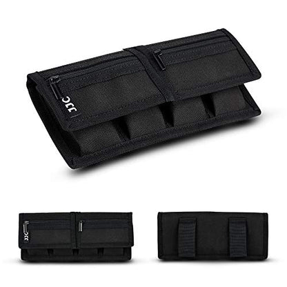 Camera Battery Pouch Holder Case for 4 PCS Sony NP-F550 NP-FW50 NP-FZ100 NP-BX1 Canon LP-E6 LP-E8 LP-E10 LP-E12 LP-E17 Fuji NP-W126 Nikon EN-EL14 EN-EL15 with Zipped Pocket to Store SD TF XQD CF Cards - size: 4 Slot+2 Zippered Pockets