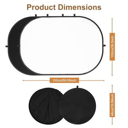 3x5ft/1x1.5m White Black Photo Backdrop, Double-Sided Pop Up Photography Background with Carry Bag Reversible Collapsible Backdrops for Photoshoot TikTok YouTube Video Live Streaming - color: Black/White, size: 3 x 5 ft