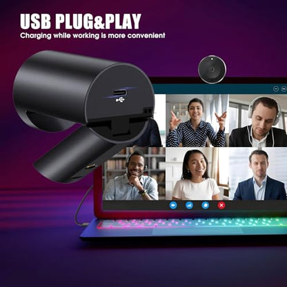 4K Webcam, UHD CMOS Sensor, Noise Canceling Mic, AI Autofocus, Adjustable FOV, Built-in Privacy Cover, Works for Teams, Zoom, Google Meet, PC/Mac/Laptop/MacBook/Tablet